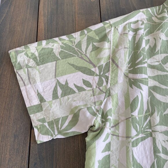 Tori Richard Green White Tropical Hawaiian Lightweight Silk Summer Shirt XL (I8) - Picture 3 of 10